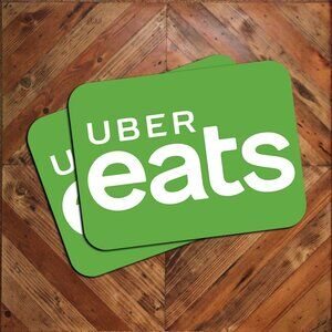 Pair of Green Eat Food Delivery Vehicle Magnet Door Signs 9x12 Driver Signage